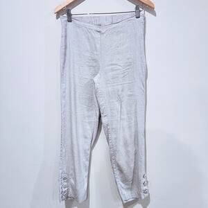 J. Jill Linen Stretch Gray Cropped Straight Leg Pants Size Small Beach Lagenlook